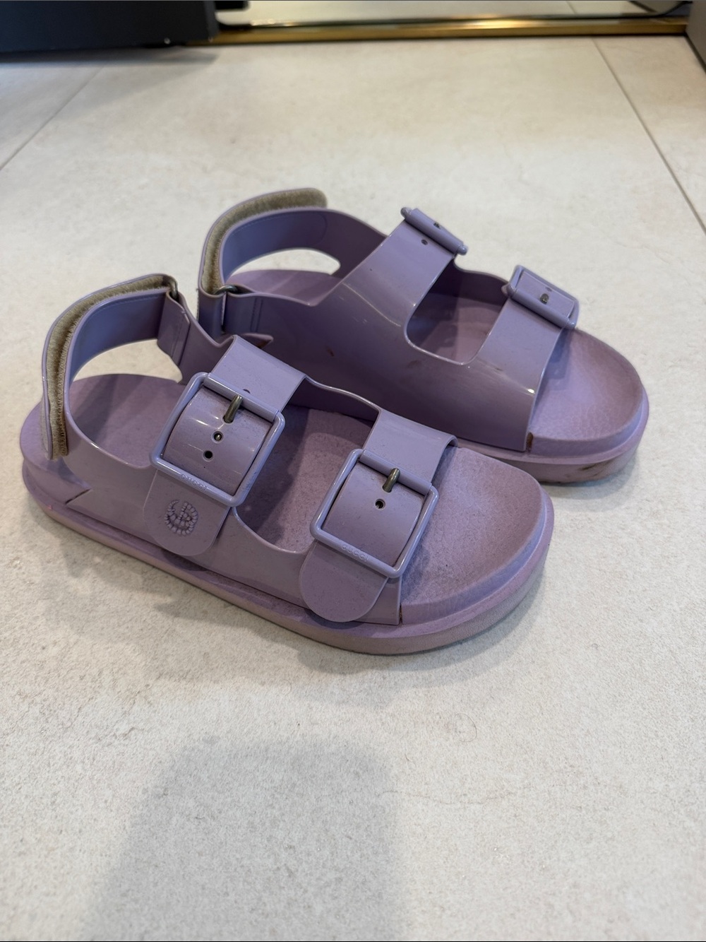 Gucci Lilac Double-Buckle Kids Sandals